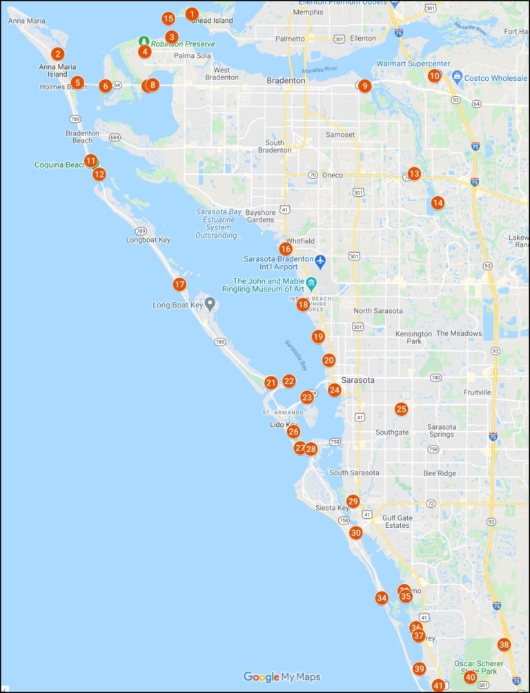 Paddle Launch Map In Sarasota County