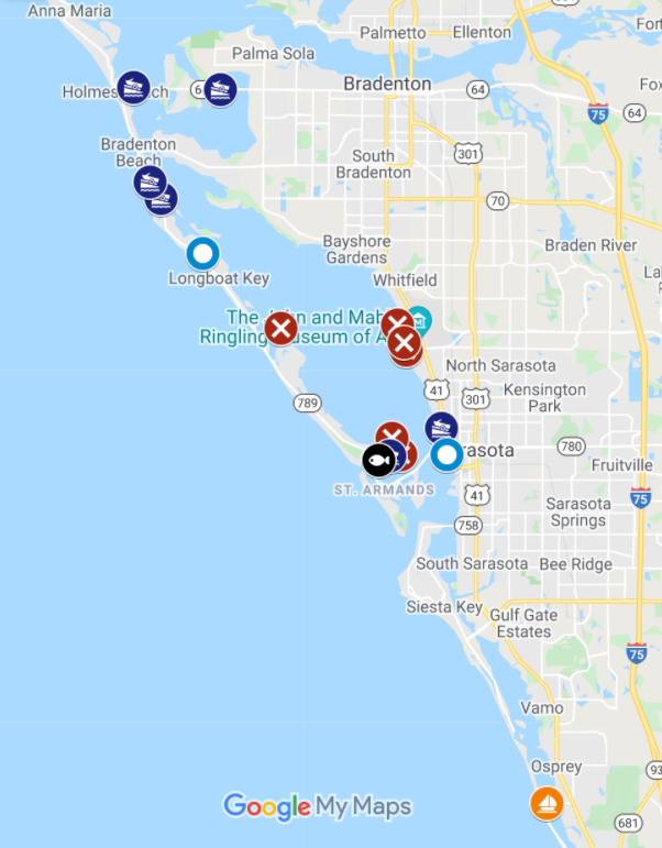 Scarring Hot Spots And Pilot Locations In Sarasota Bay