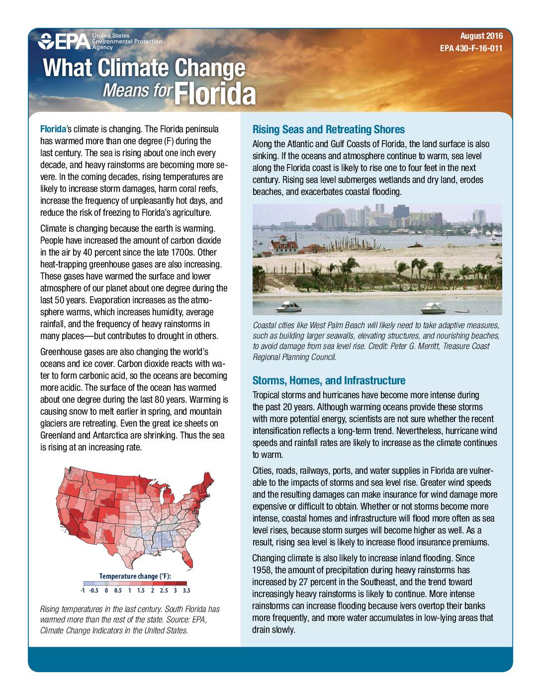 U.S. Environmental Protection Agency: What Climate Change Means for Florida (2016)